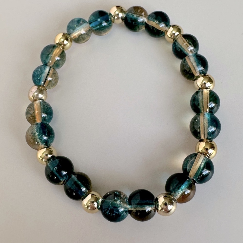 Blue and Gold Crystal Beaded Bracelet